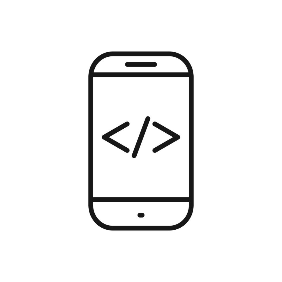 redigerbar ikon av utveckling koda smartphone, vektor illustration isolerat på vit bakgrund. använder sig av för presentation, hemsida eller mobil app