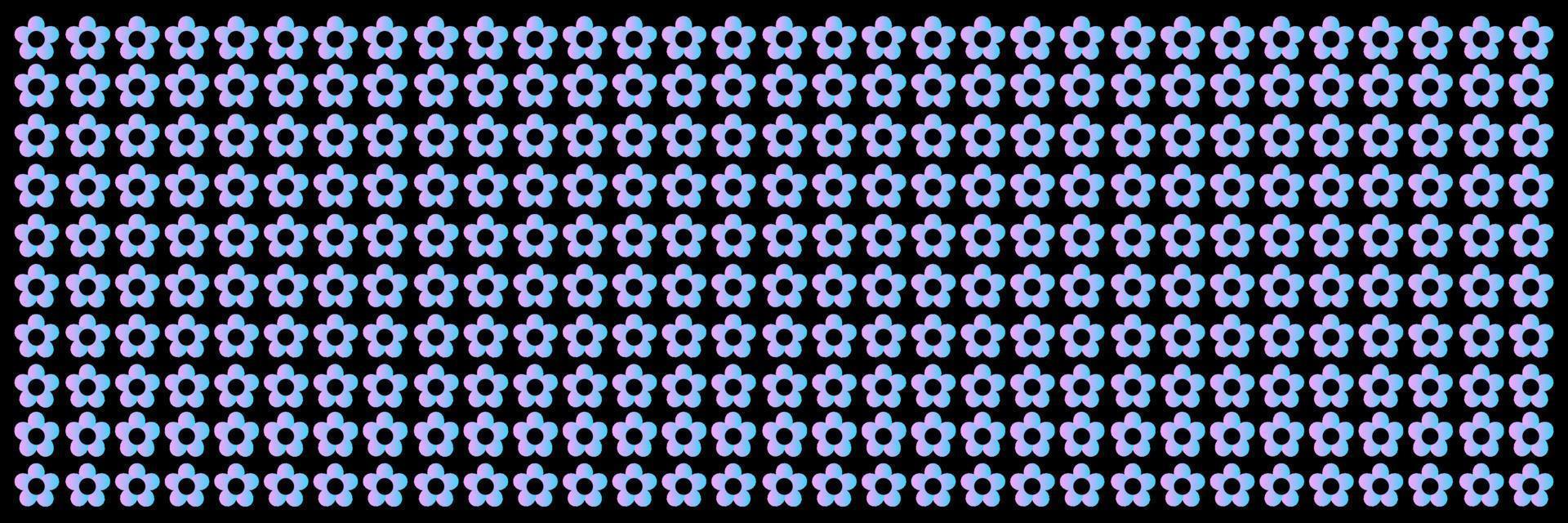 horisontell gräns med blommig mönster. vektor illustration. mörk bakgrund med små blå blommor i rad.