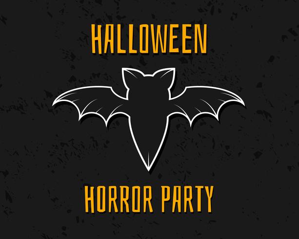 Stilfullt unikt slagträ. Gott Halloween nattkort. Bakgrund, affisch och banner. Platt mörk design med texturerad bakgrund för fest Halloween. Vektor