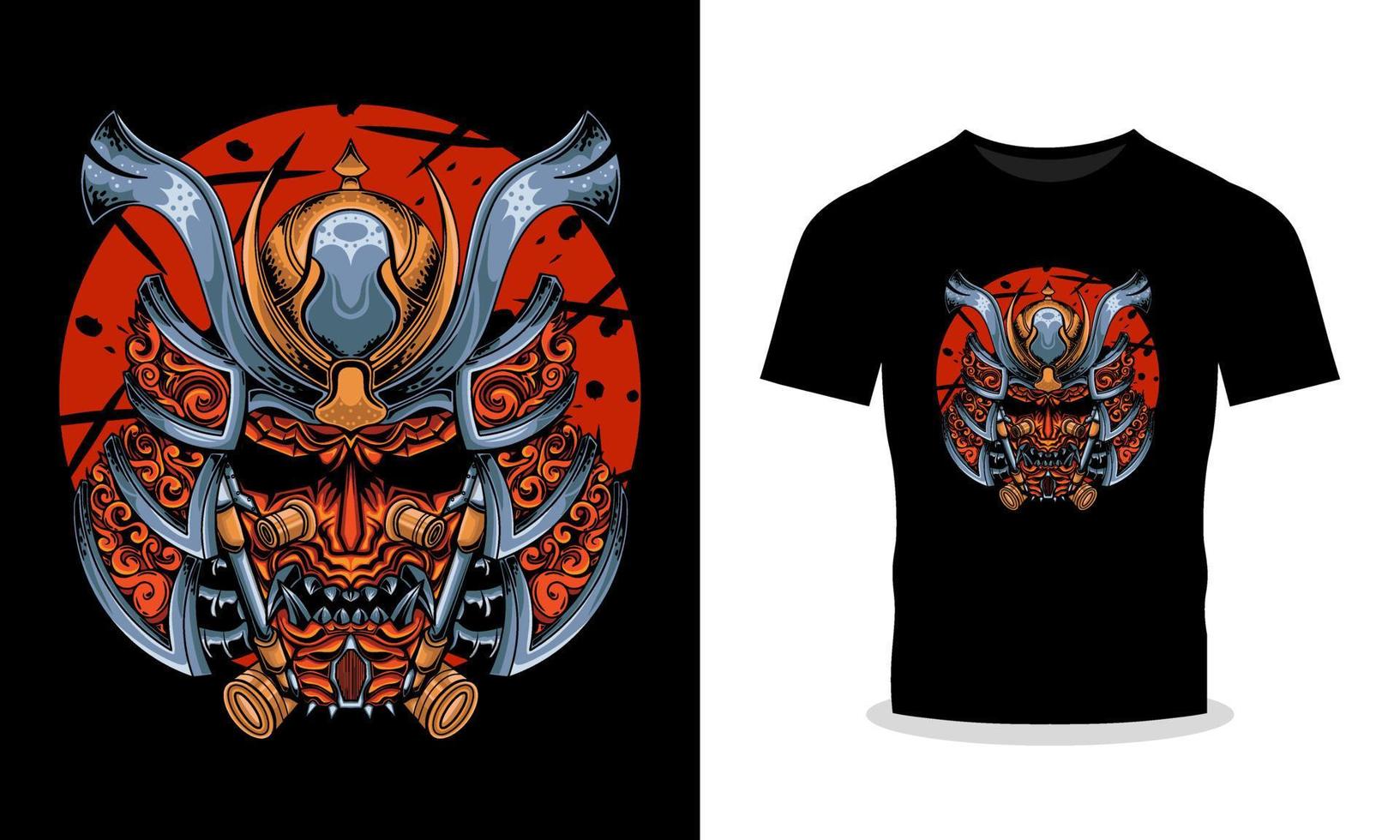 Kopf Samurai Illustration T-Shirt Illustration vektor