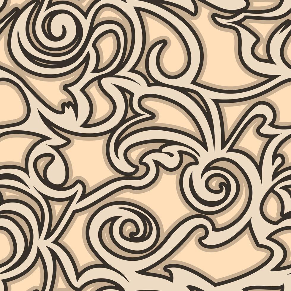 sömlös vektor beige mönster av spiraler och lockar.