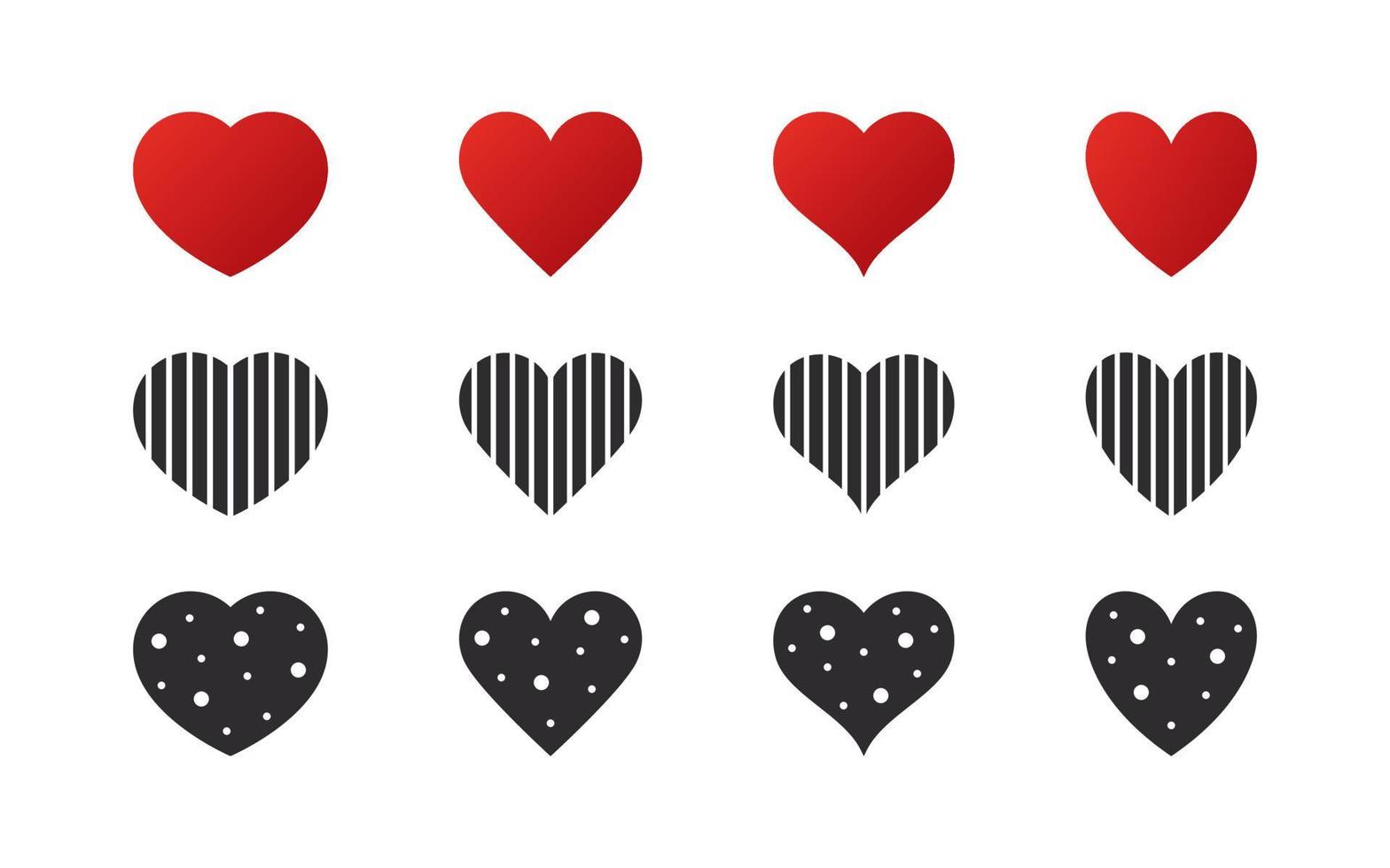röd hjärtan. hjärtan tecken. hjärtan av olika former. vektor skalbar grafik