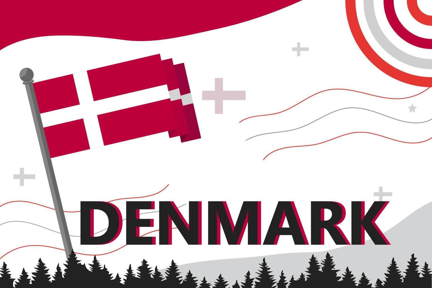 Dänemark National Tag Banner mit dänisch Karte, Flagge Farben Thema Hintergrund und geometrisch abstrakt. vektor