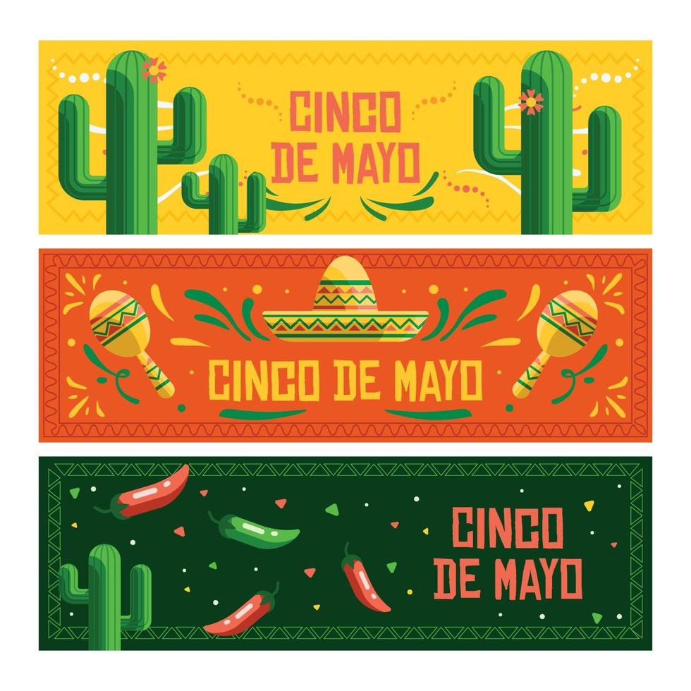 cinco de mayo-banneruppsättning vektor