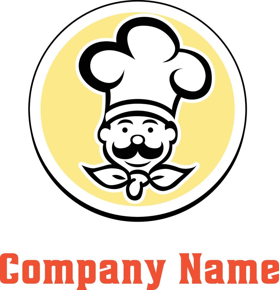 cheff mit Schnurrbart Restaurant Logo Design Vorlage mit Unternehmen Name Lager Vektor Illustration Clip Kunst