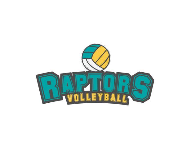 Volleybollklubba emblem, college liga logo, raptorer design mall element, turnering märke och etikett, tävling, drabba, rusa, tävling, tävling, emulering, spel. Sport insignier. Vektor