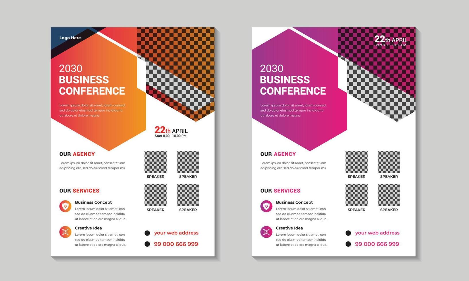 företag konferens flygblad design layout mall. vektor illustration.