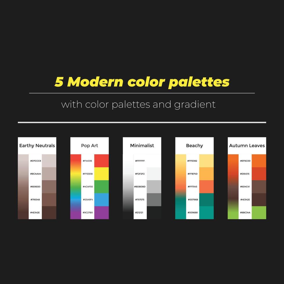 5 modern Farbe Paletten mit Farbe und Gradient vektor