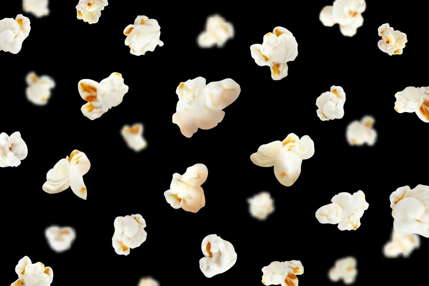 realistisch fliegend Popcorn oder Pop Mais Hintergrund vektor