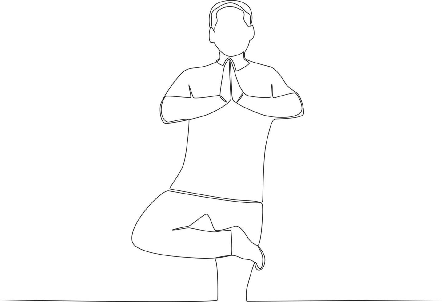 ein Mann fokussiert auf tun Yoga draußen vektor