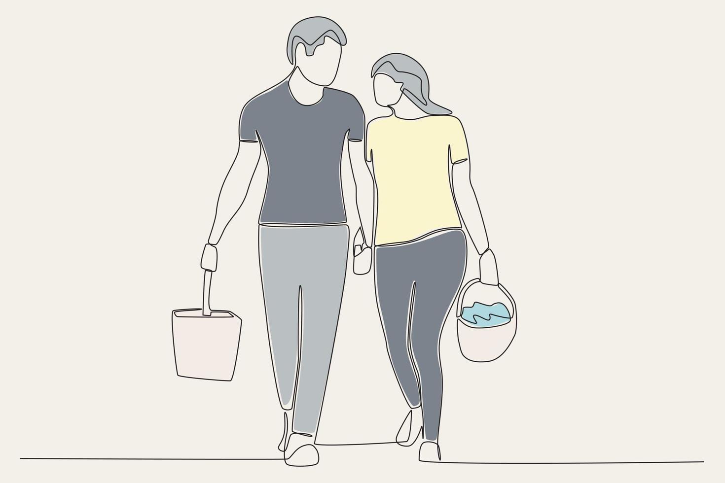farbig Illustration von ein Mann und Frau haben ein Picknick vektor