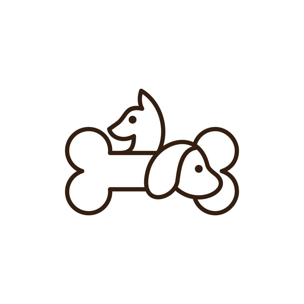 hund och katt huvud med ben linje enkel logotyp vektor