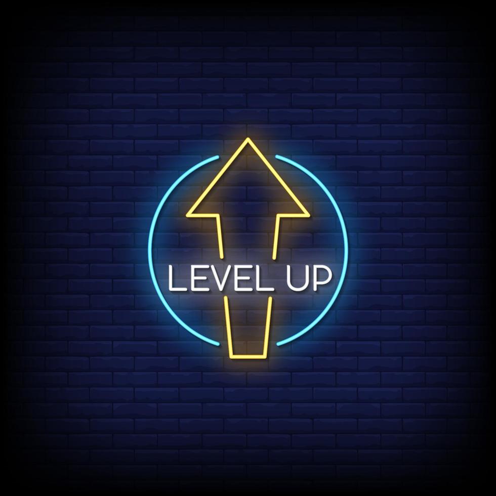 Level up Leuchtreklamen Stil Textvektor vektor