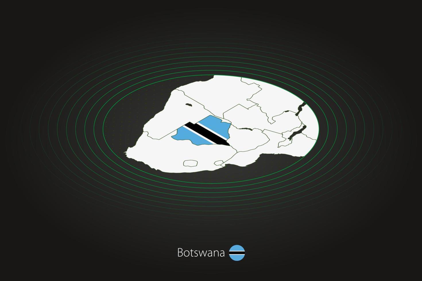 Botswana Karte im dunkel Farbe, Oval Karte mit benachbart Länder. vektor