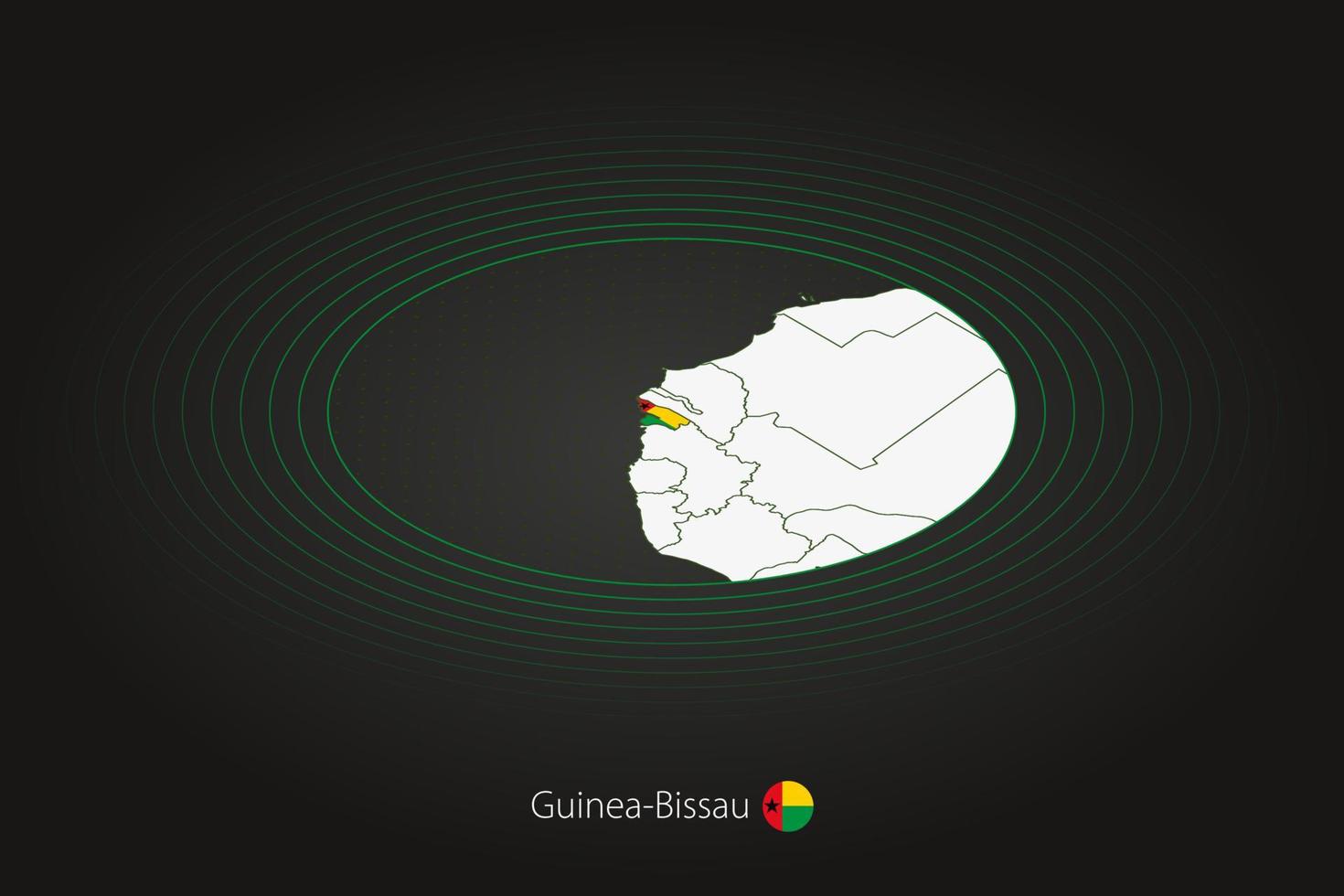 guinea-bissau Karta i mörk Färg, oval Karta med angränsande länder. vektor