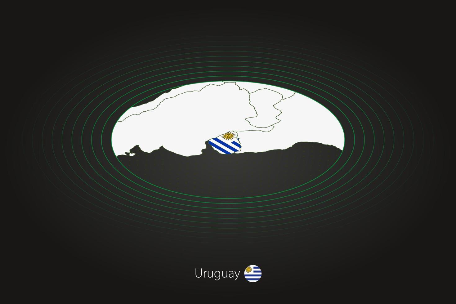 Uruguay Karte im dunkel Farbe, Oval Karte mit benachbart Länder. vektor