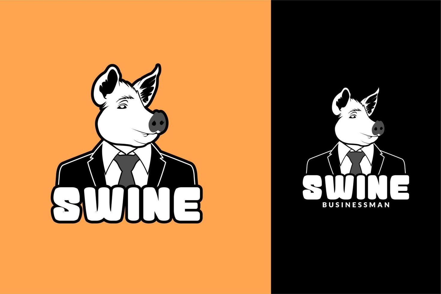 Geschäftsmann Schwein tragen Anzug. Logo Design vektor