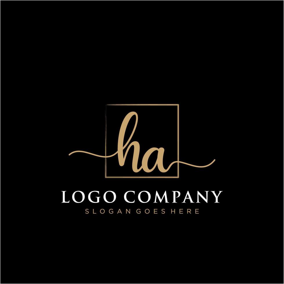 Initiale Ha feminin Logo Sammlungen Vorlage. Handschrift Logo von Initiale Unterschrift, Hochzeit, Mode, Schmuck, Boutique, Blumen- und botanisch mit kreativ Vorlage zum irgendein Unternehmen oder Geschäft. vektor