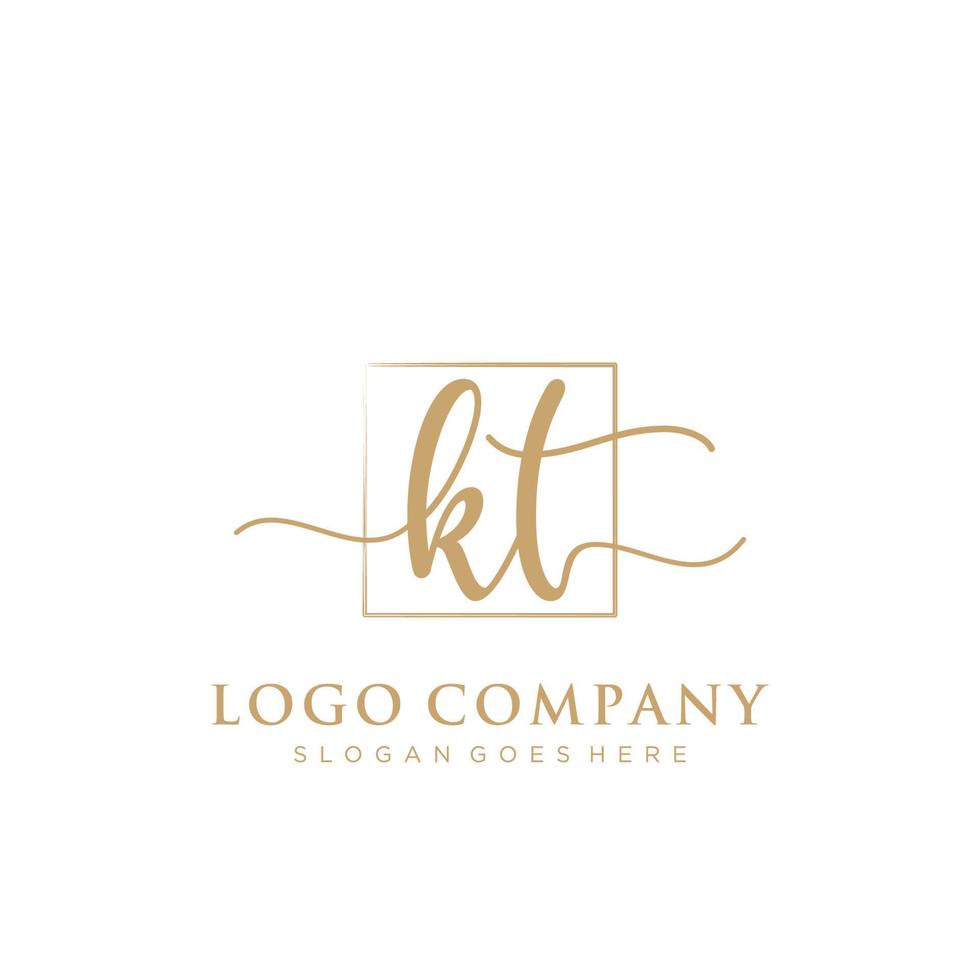 första kt feminin logotyp samlingar mall. handstil logotyp av första signatur, bröllop, mode, smycken, boutique, blommig och botanisk med kreativ mall för några företag eller företag. vektor