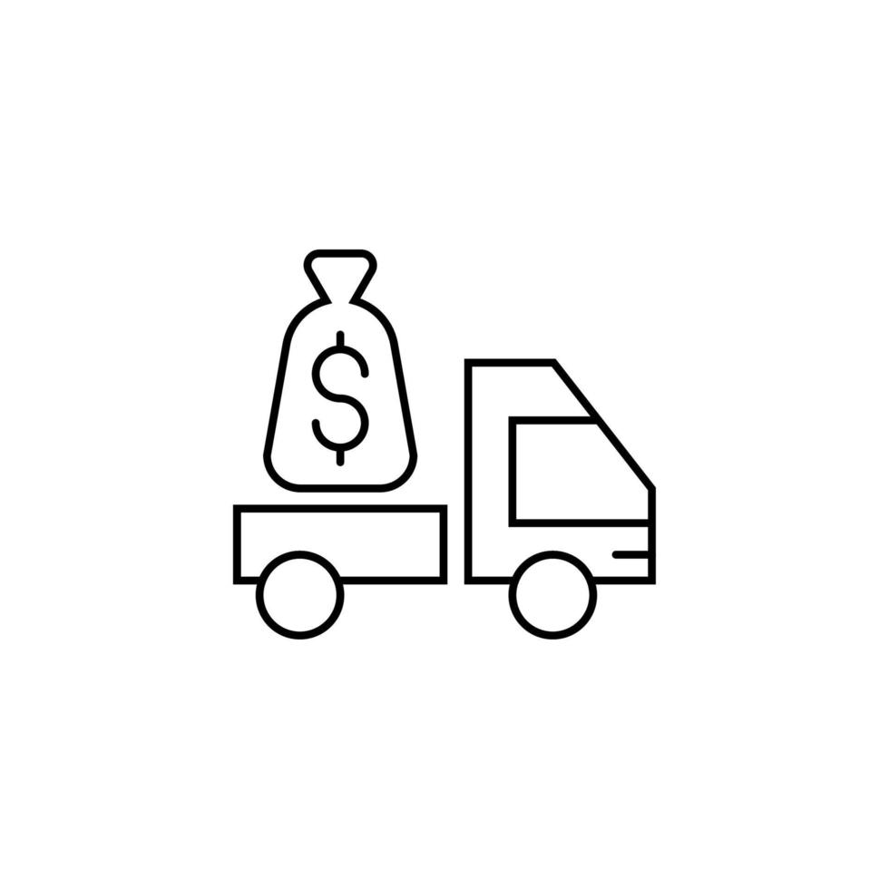 pengar väska på bil isolerat linje ikon. den kan vara Begagnade för webbplatser, butiker, banderoller, reklamblad. vektor