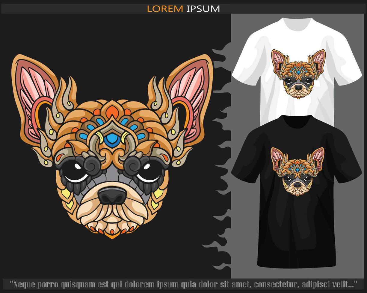 bunt Chihuahua Kopf Mandala Kunst isoliert auf schwarz und Weiß t Shirt. vektor