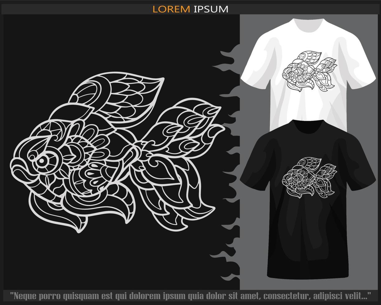 golden Fisch Mandala Kunst isoliert auf schwarz und Weiß t Shirt. vektor