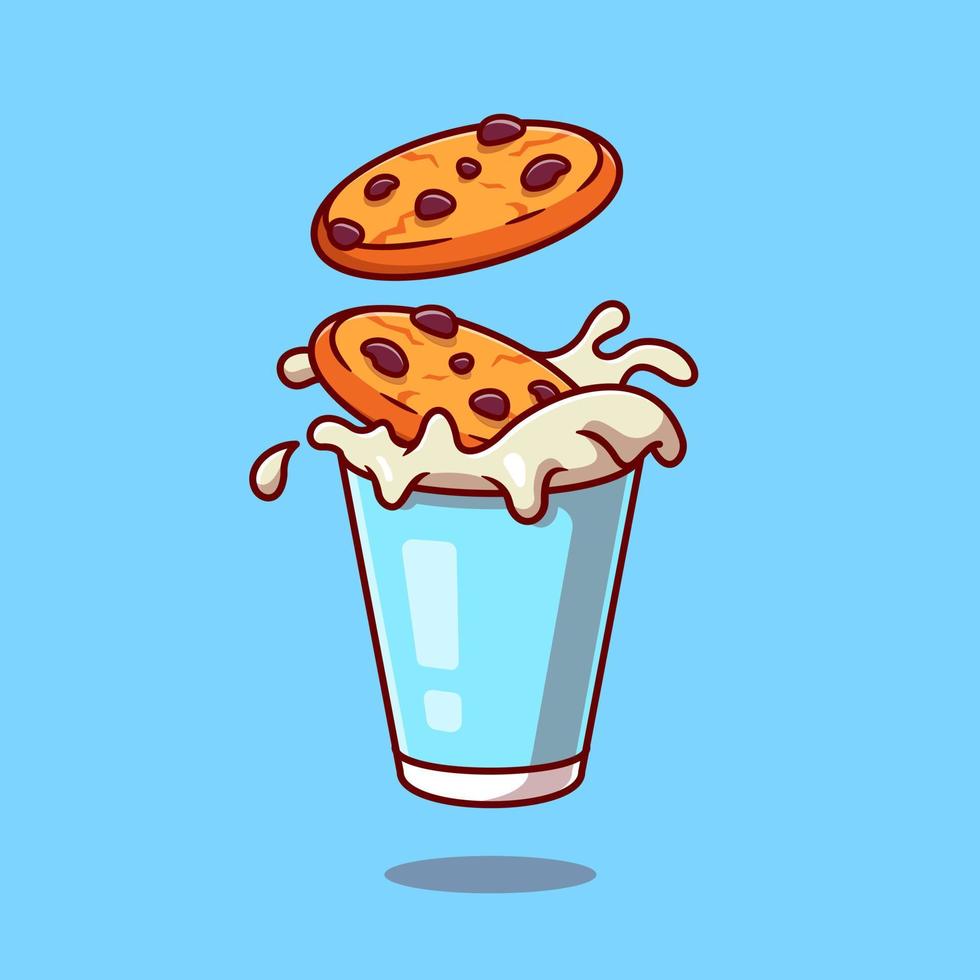 mjölk och kakor tecknad vektor ikonillustration. mat och dryck ikon koncept isolerade premium vektor. platt tecknad stil