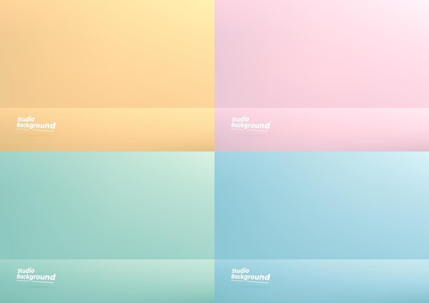 uppsättning studiorum pastellfärg bakgrund som används för att visa dina produkter. gul, rosa, grön, blå bakgrund. vektor