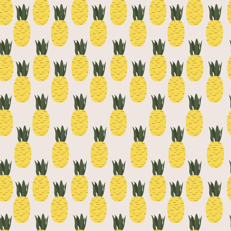 ein nahtlos Muster von Ananas mit Grün Blätter auf ein Licht Hintergrund. vektor