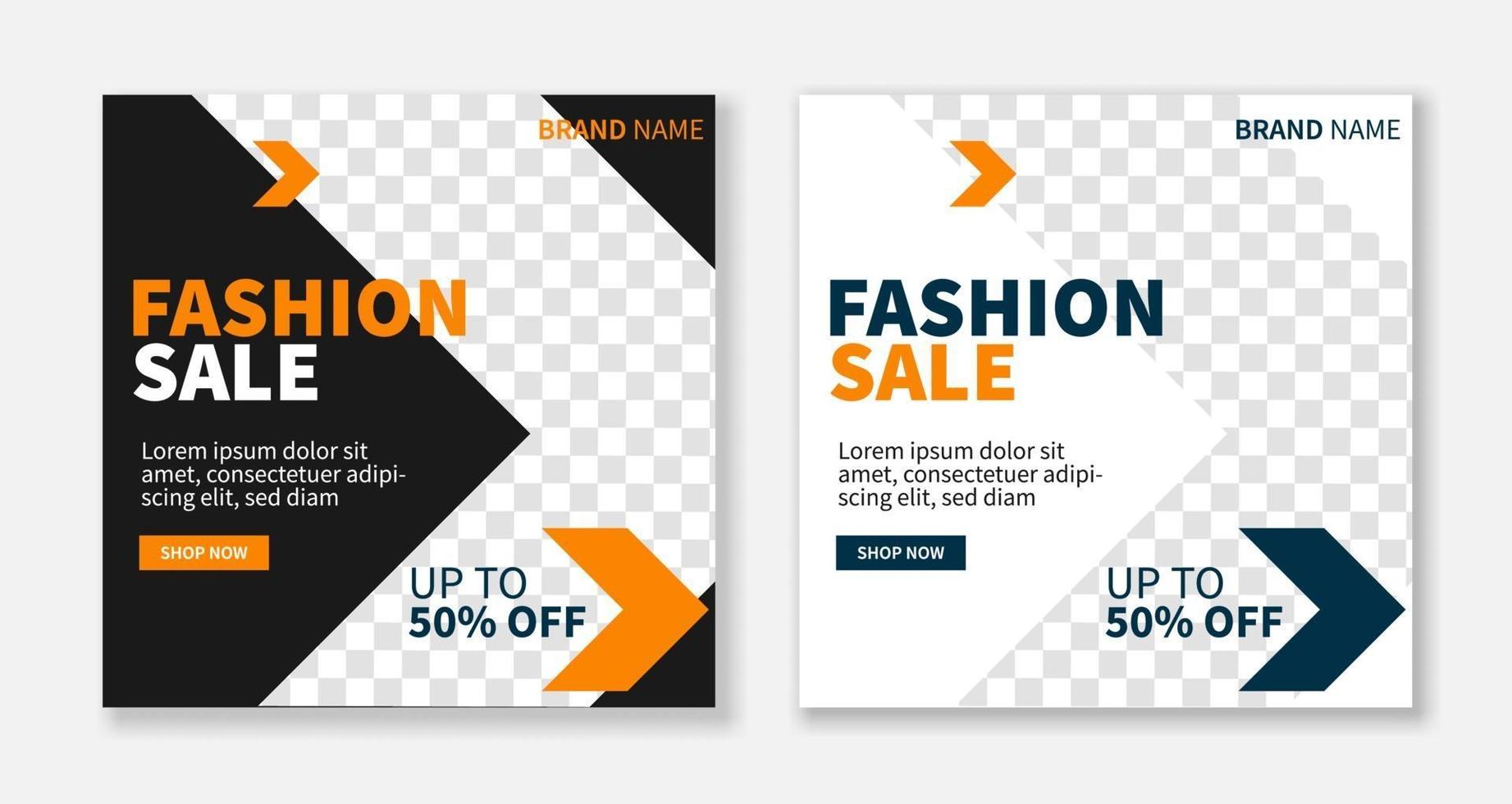 kreativa mode försäljning promo sociala medier post mall design banner med svart färg stil. bra för online-marknadsföringsvektor vektor