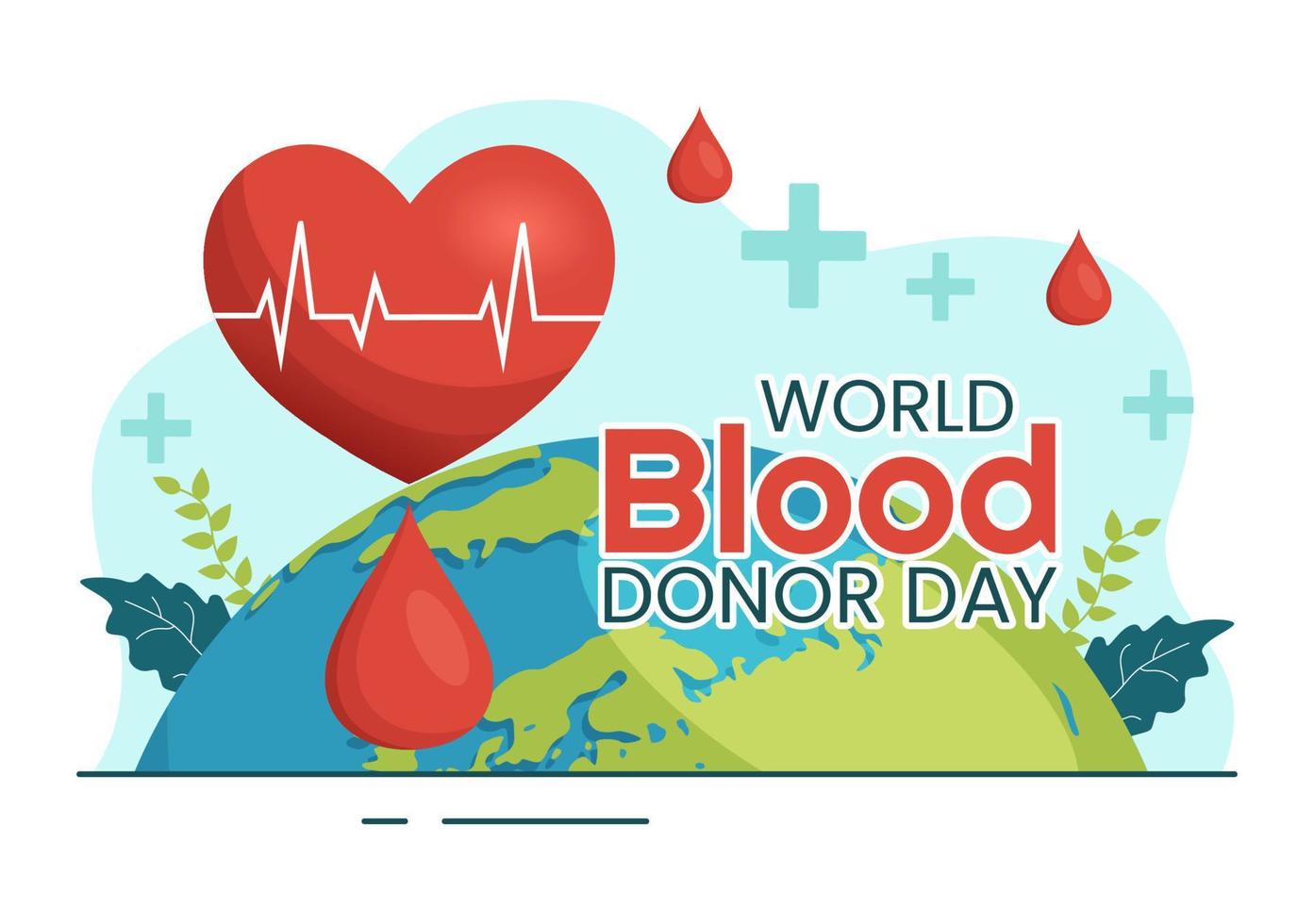 Welt Blut Spender Tag auf Juni 14 Illustration mit Mensch gespendet Blut zum geben das Empfänger im speichern Leben eben Karikatur Hand gezeichnet Vorlagen vektor