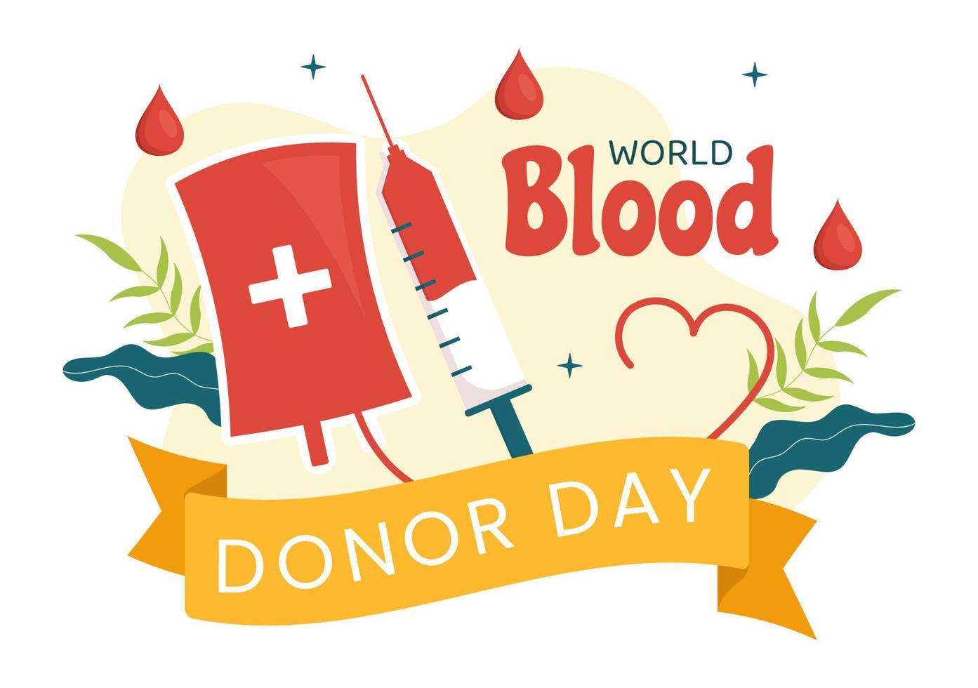 värld blod givare dag på juni 14 illustration med mänsklig donerat blod för ge de mottagare i spara liv platt tecknad serie hand dragen mallar vektor