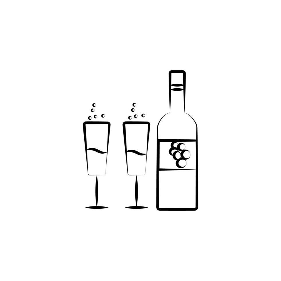Champagner mit Brille skizzieren Vektor Symbol