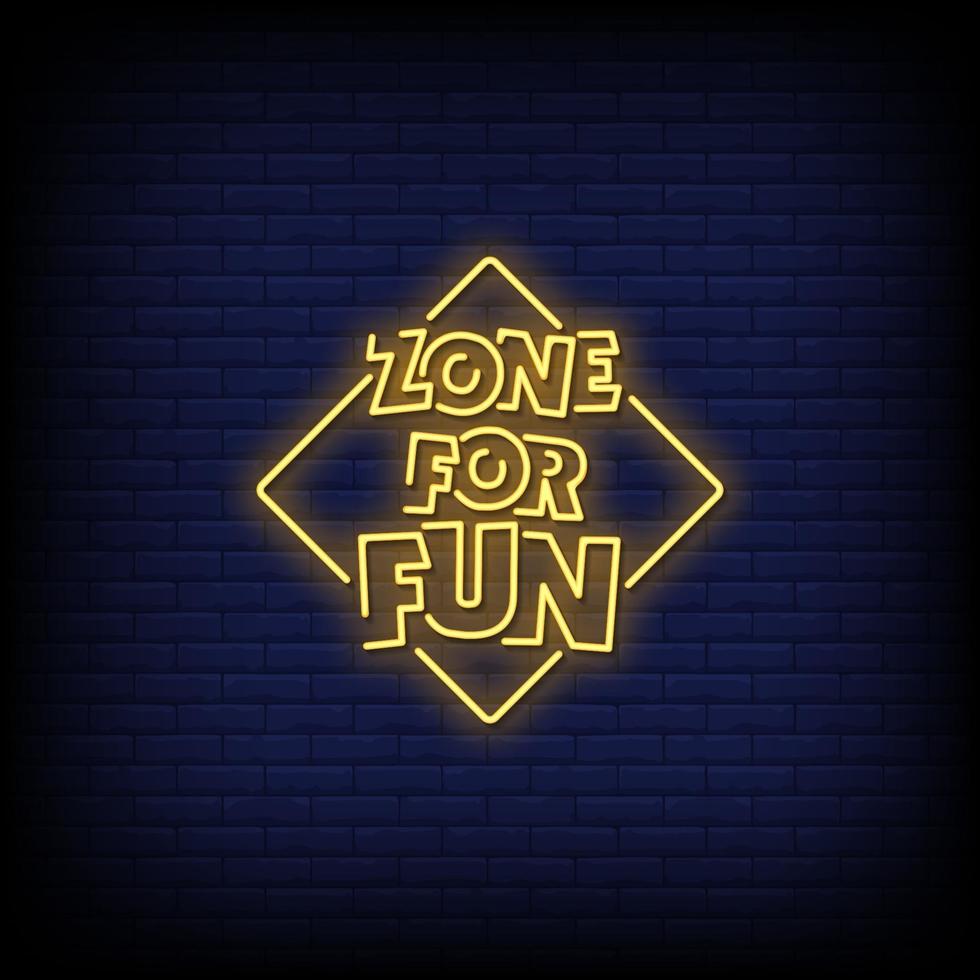 Zone für Spaß Neonzeichen Stil Text Vektor