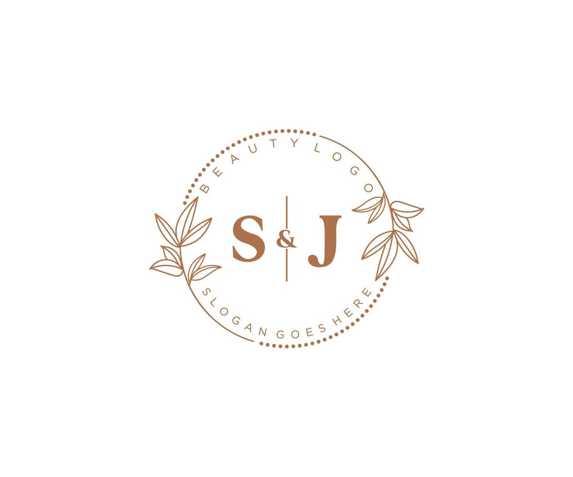 Initiale sj Briefe schön Blumen- feminin editierbar vorgefertigt Monoline Logo geeignet zum Spa Salon Haut Haar Schönheit Boutique und kosmetisch Unternehmen. vektor