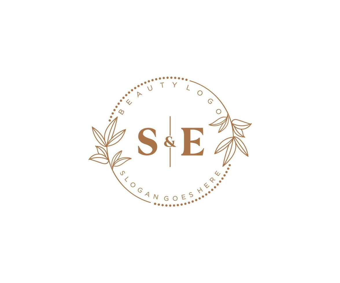 Initiale se Briefe schön Blumen- feminin editierbar vorgefertigt Monoline Logo geeignet zum Spa Salon Haut Haar Schönheit Boutique und kosmetisch Unternehmen. vektor