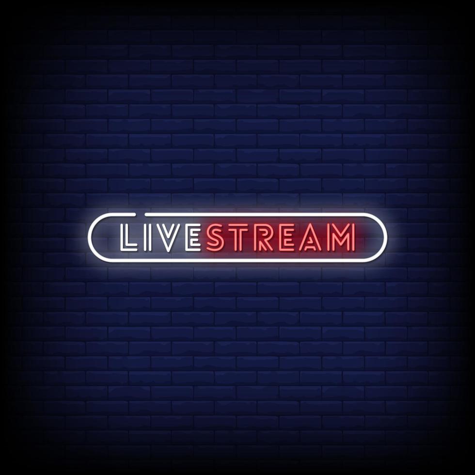 live stream neonskyltar stil text vektor