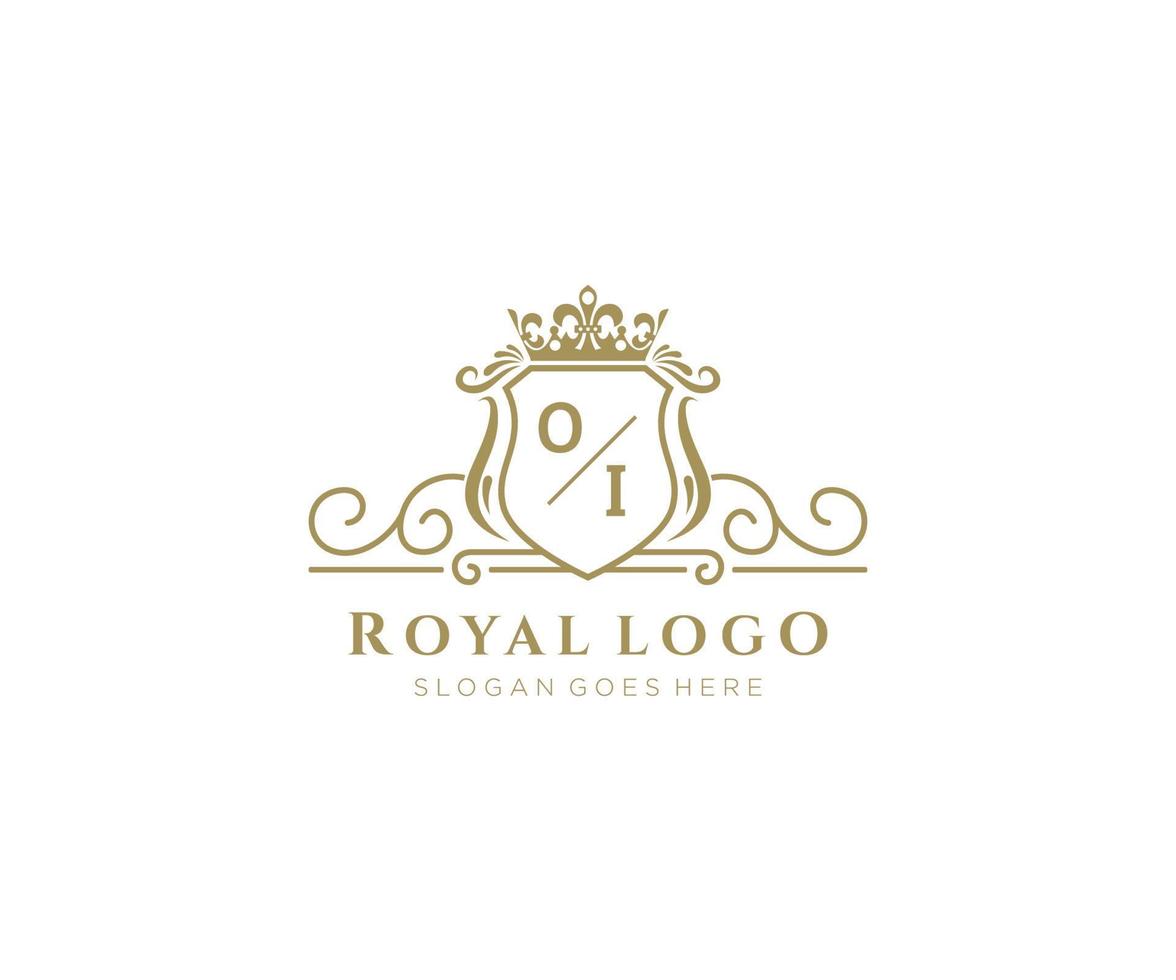 första oi brev lyxig varumärke logotyp mall, för restaurang, kungligheter, boutique, Kafé, hotell, heraldisk, Smycken, mode och Övrig vektor illustration.
