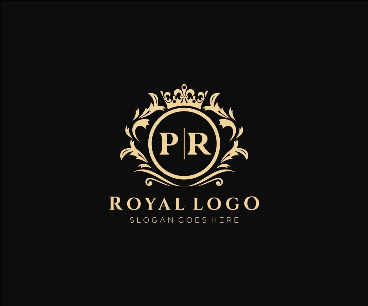 första pr brev lyxig varumärke logotyp mall, för restaurang, kungligheter, boutique, Kafé, hotell, heraldisk, Smycken, mode och Övrig vektor illustration.