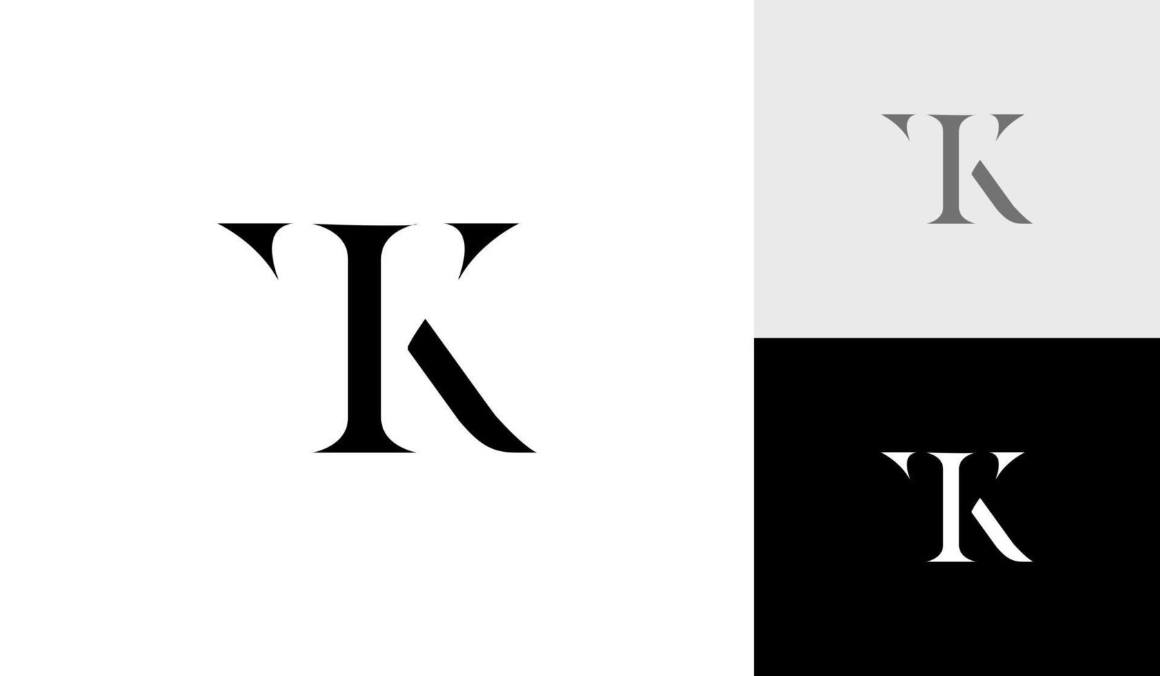 brev tk eller kt monogram logotyp design vektor