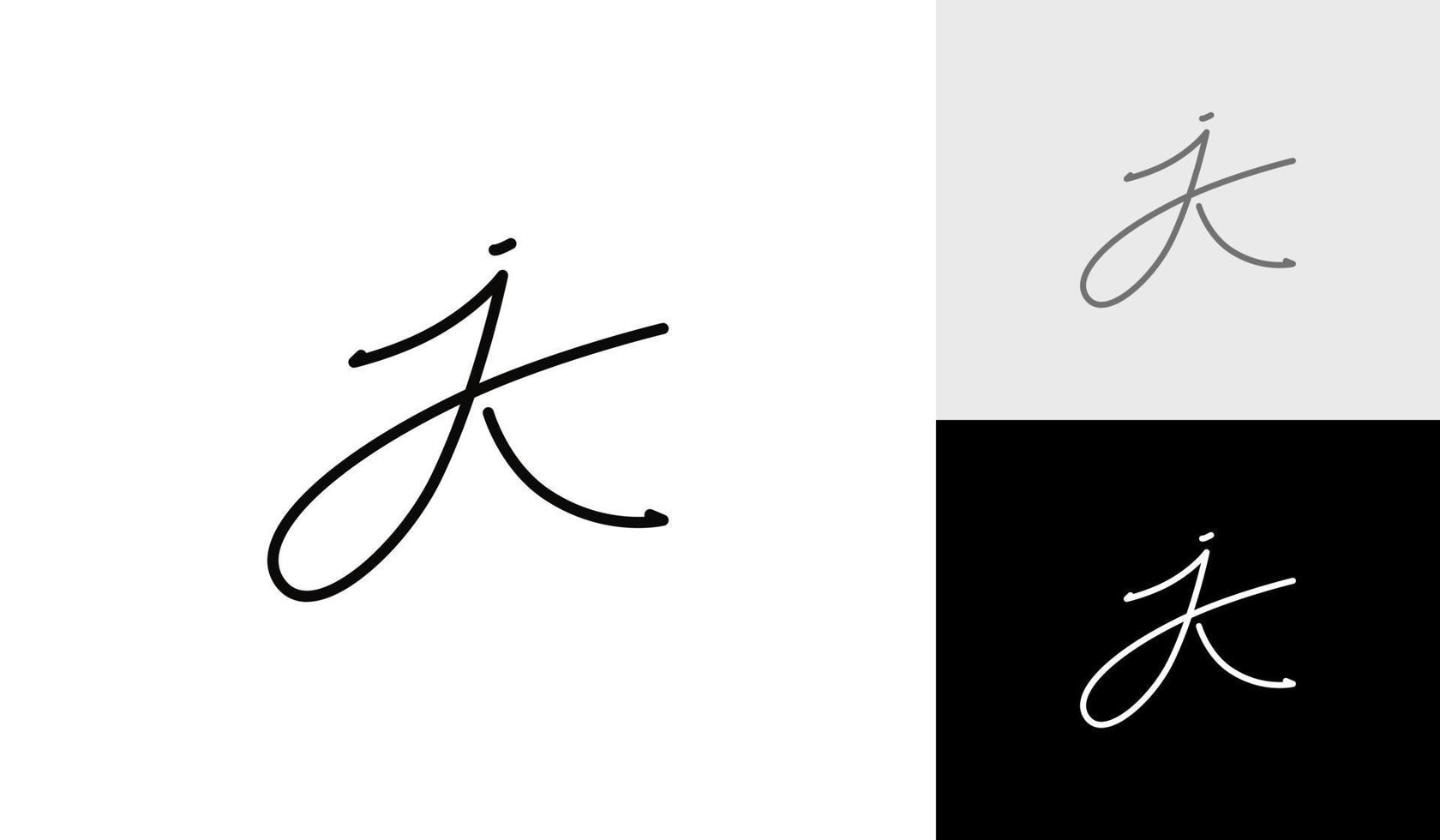 handskrift eller signatur brev jk monogram logotyp design vektor