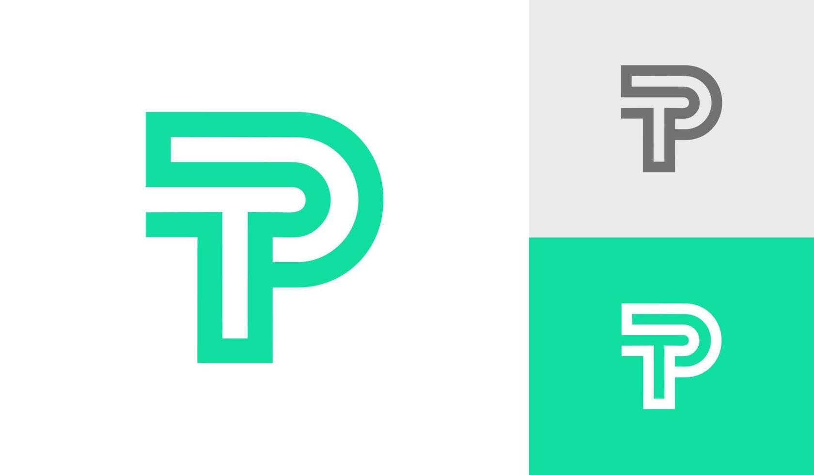 Monoline Brief tp oder pt Monogramm Logo Design Vektor