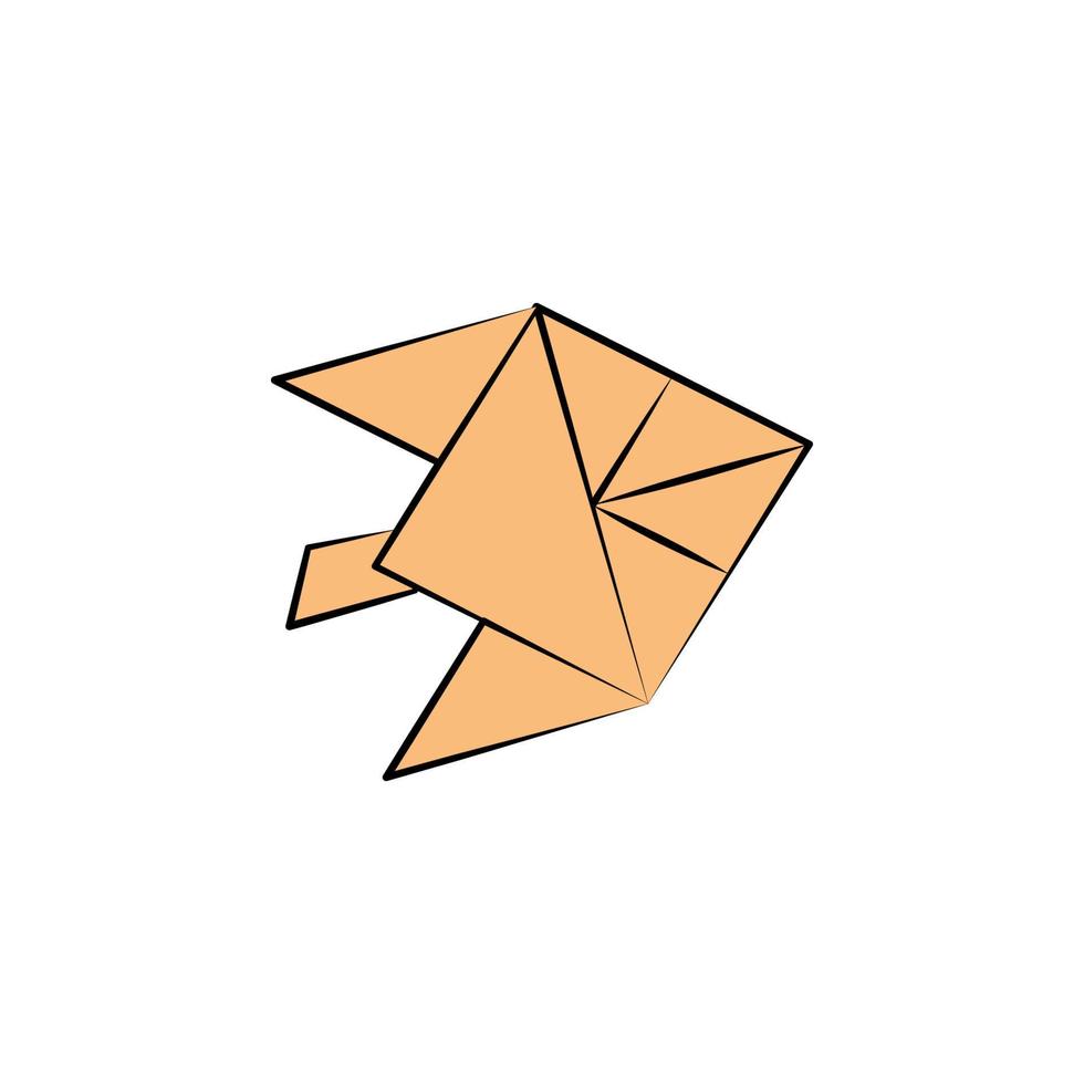 fisk måne färgad origami stil vektor ikon