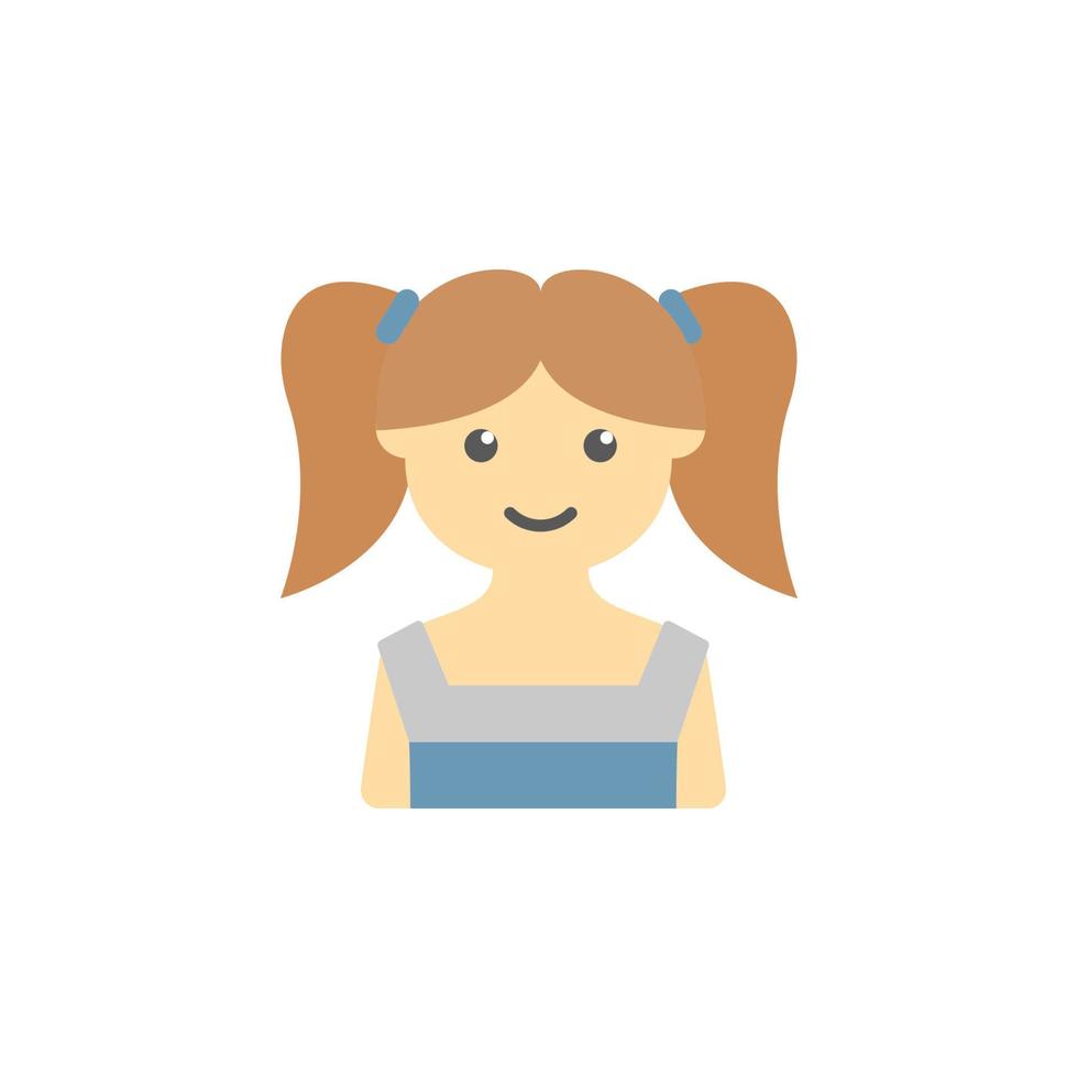 avatar av flicka med pigtails färgad vektor ikon