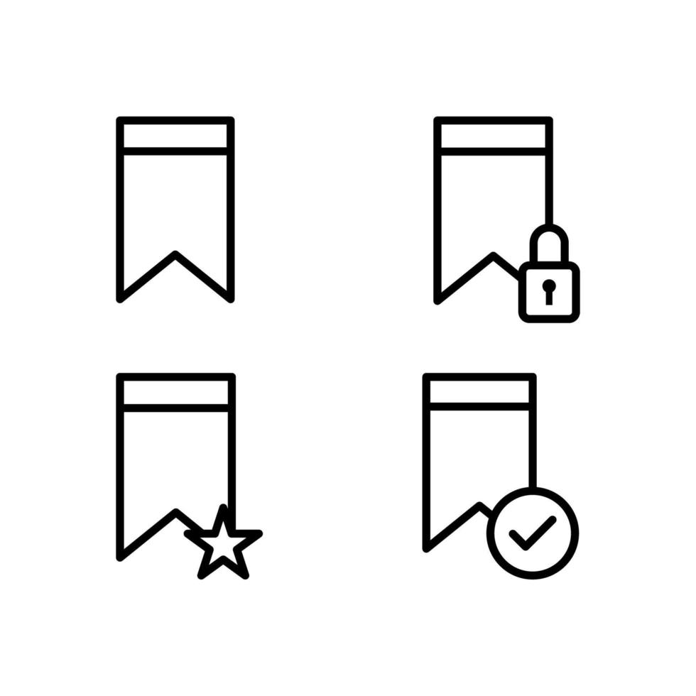 bokmärke, låsa, stjärna, kolla upp tecken vektor ikon