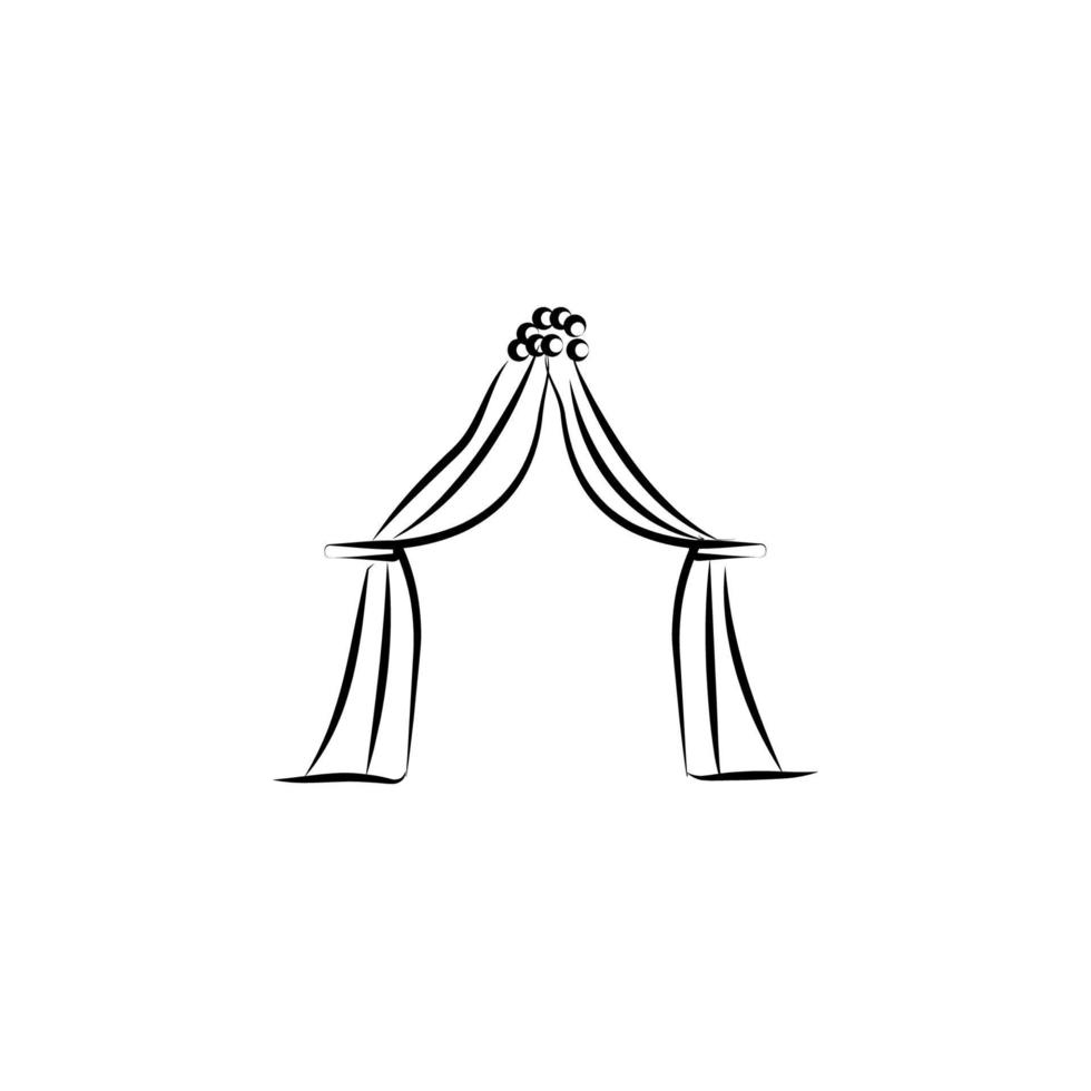 Hochzeit Vorhänge skizzieren Vektor Symbol