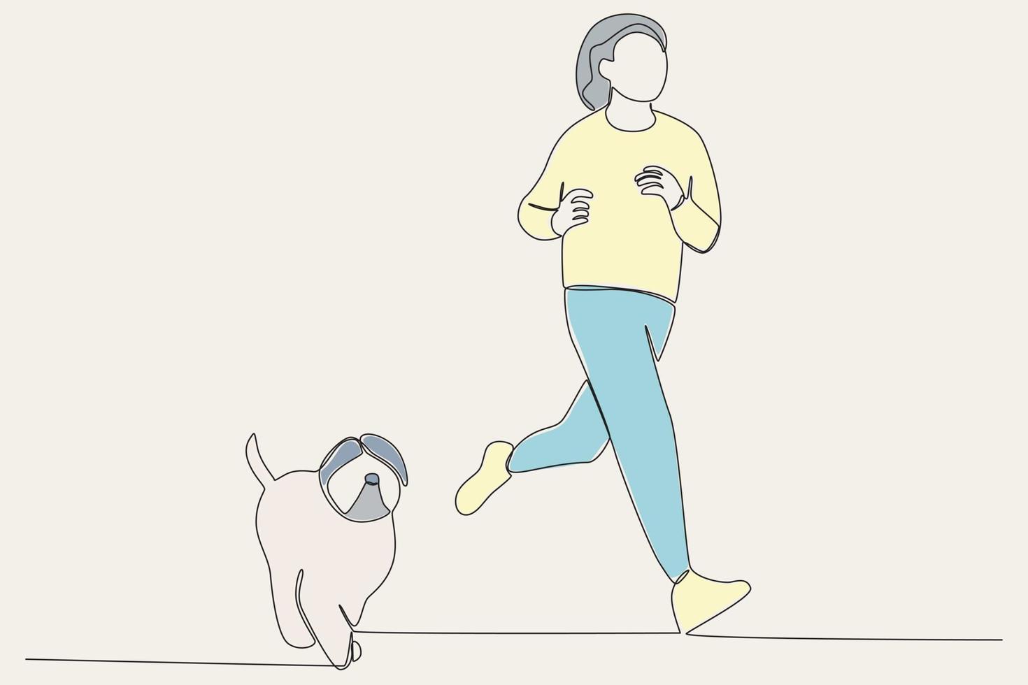 Farbe Illustration von ein Frau Laufen mit ihr Hund vektor