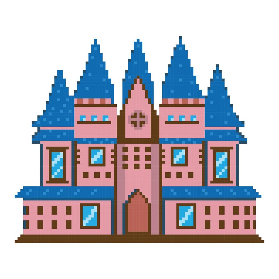 Pixel Gebäude Arkade Spiel Welt und Pixel Szene, Kunst Illustration vektor