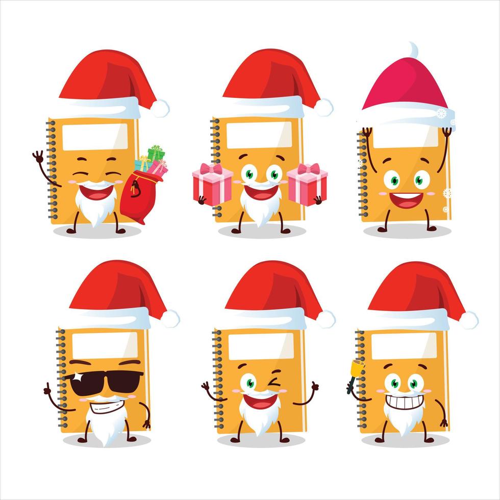 Santa claus Emoticons mit Orange Studie Buch Karikatur Charakter vektor