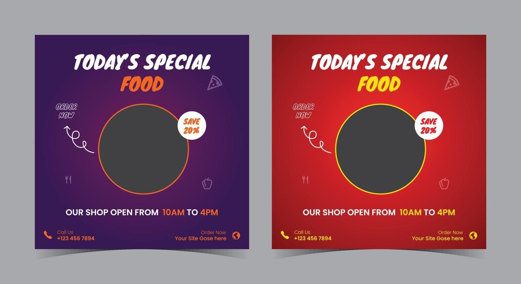 Heute spezielles Food-Poster, Food-Social-Media-Post und Flyer vektor
